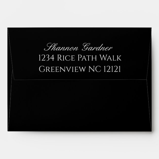 Elegant Boho Minimalist Black & White Wedding Envelope (Back (Top Flap))