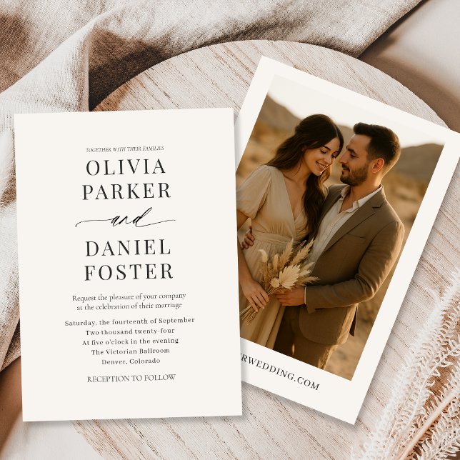Elegant Boho Minimalist Photo Wedding Invitation (Creator Uploaded)