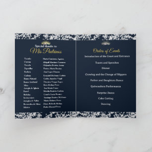 Elegant Boho Navy Silver Quinceañera Spanish Programme