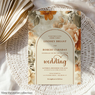 Elegant Boho Neutral Colors Ivory Sage Floral Invitation