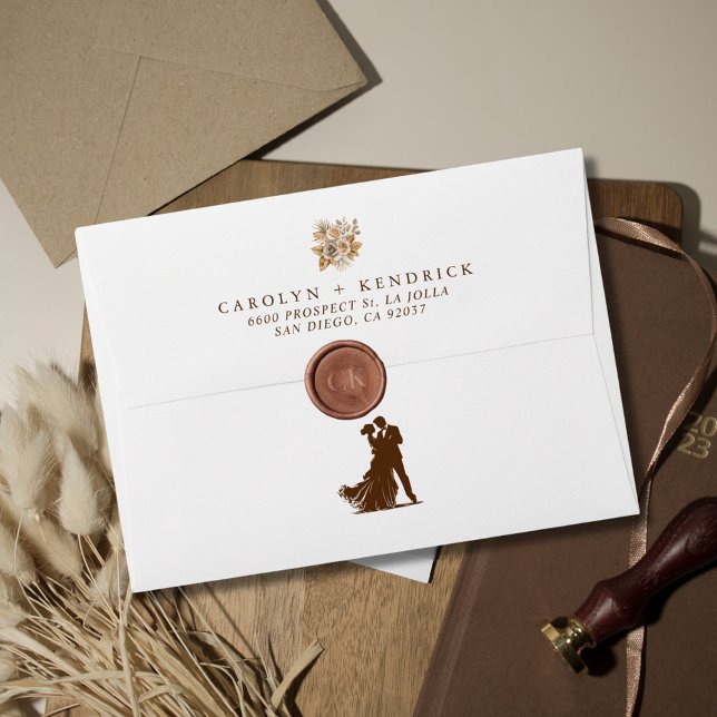 Elegant Boho Neutral Floral Accents Wedding Envelope (Creator Uploaded)