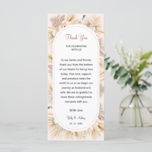Elegant Boho Neutral Floral Thank You Table Card