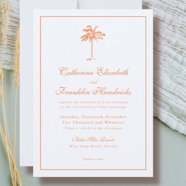 Elegant Boho Palm Tree Tropical Wedding Invitation (Creator Uploaded)