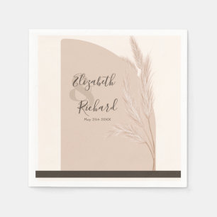 Elegant Boho Pampas Grass Modern Wedding Napkin