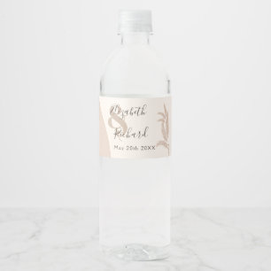 Elegant Boho Pampas Grass Modern Wedding Water Bottle Label
