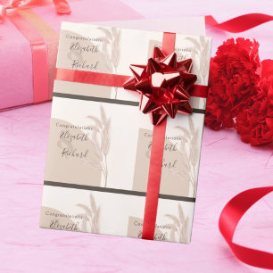Elegant Boho Pampas Grass Modern Wedding Wrapping Paper