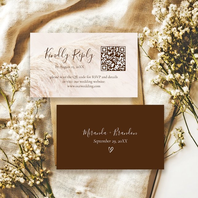 Elegant Boho Pampas Grass Wedding RSVP Card (Creator Uploaded)