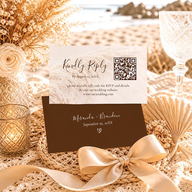 Elegant Boho Pampas Grass Wedding RSVP Card (Creator Uploaded)