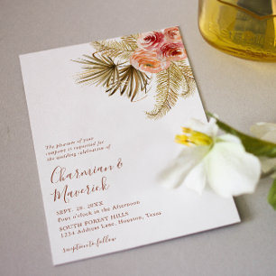 Elegant boho Pampas Terracotta Wedding Invitation