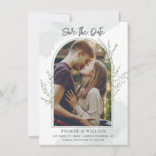 Elegant Boho Photo Arch Script Wedding Invitation