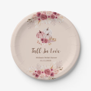 Elegant Boho Pink Pumpkin Bridal Shower Paper Plate