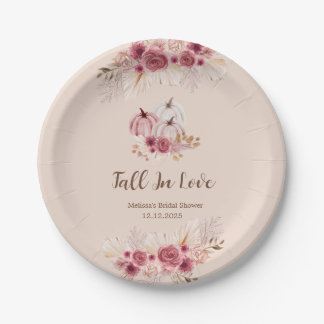 Elegant Boho Pink Pumpkin Bridal Shower Paper Plate
