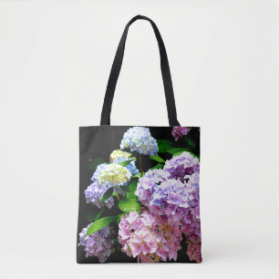 Elegant boho pink purple blue florals hydrangeas tote bag