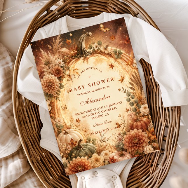 Elegant Boho Pumpkin Baby Shower Invitation (Creator Uploaded)