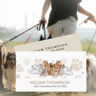Elegant Boho Puppy Dogs Dog Walker Pet Sitter  Calling Card