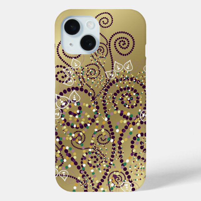 Elegant Boho Purple Boho Deco Artistic Spiral Dots Case-Mate iPhone Case (Back)