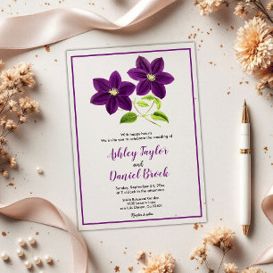 Elegant Boho Purple Flowers Summer Floral Wedding Acrylic Invitations