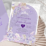 Elegant Boho Purple Roses Girl's Royal Quinceañera Invitation<br><div class="desc">Elegant Boho Purple Roses Girl's Royal Quinceañera Invitation</div>