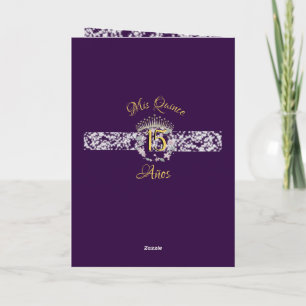 Elegant Boho Purple Silver Quinceañera Spanish Programme