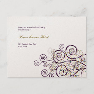 Elegant Boho Purple Spirals Wedding Reception Card