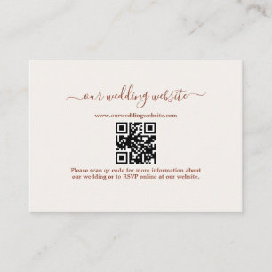 Elegant Boho QR Code Terracotta Wedding Website Enclosure Card