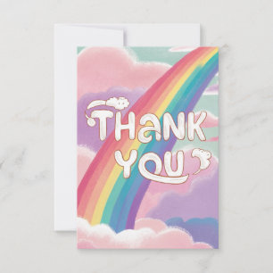 Elegant Boho Rainbow and Clouds Thank You Card