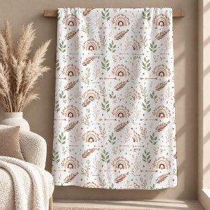 Elegant Boho Rainbows Leaves Throw Blanket Decor A