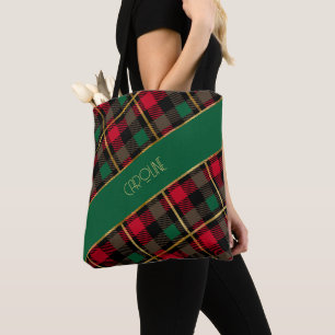 Elegant Boho Red Plaid Pattern Christmas Gift  Tote Bag