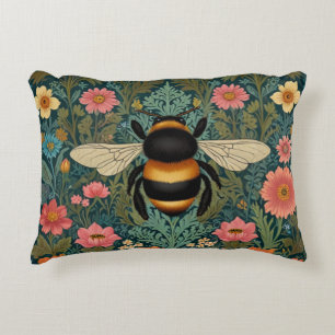 Elegant boho retro bumblebee spring florals decorative cushion