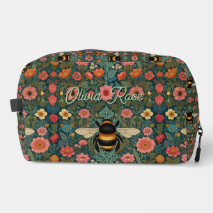 Elegant boho retro bumblebee spring florals dopp kit