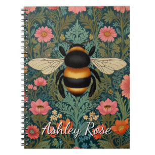 Elegant boho retro bumblebee spring florals  notebook
