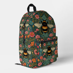 Elegant boho retro bumblebee spring florals printed backpack
