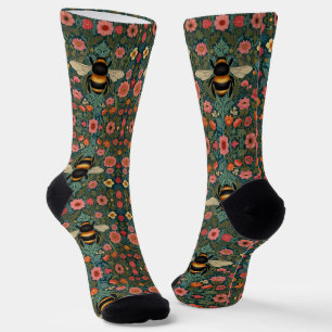 Elegant boho retro bumblebee spring florals socks