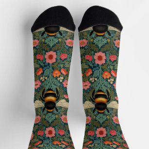 Elegant boho retro bumblebee spring florals socks