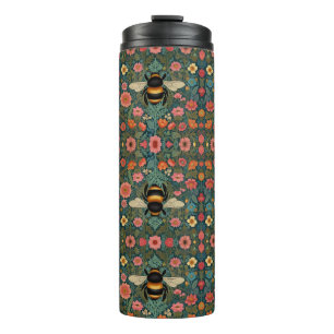 Elegant boho retro bumblebee spring florals  thermal tumbler