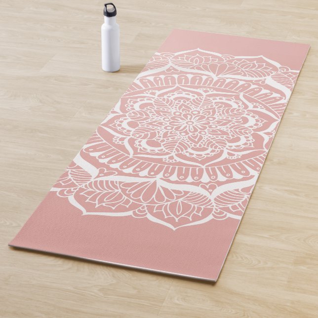 Elegant Boho Rose Gold Mandala Yoga Mat (In Situ)