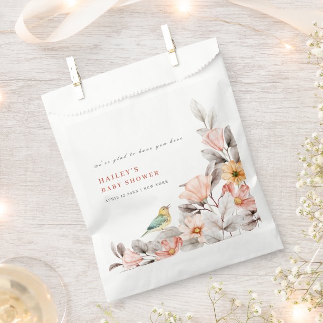 Elegant Boho Rustic Wildflower Baby Shower  Favour Bags (Clipped)