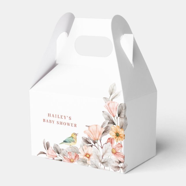 Elegant Boho Rustic Wildflower Baby Shower  Favour Box (Back Side)