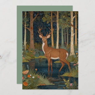 Elegant boho rustic woodland forest deer  invitation