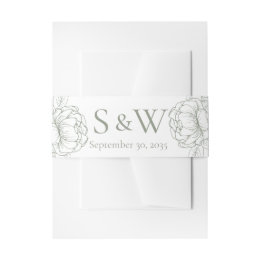 Elegant Boho Sage Green Botanical Minimal Wedding Invitation Belly Band