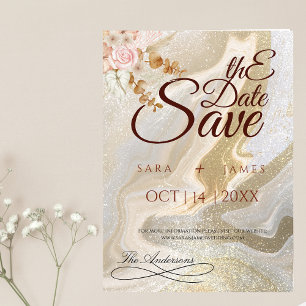 Elegant boho Save the Date Announcement Card