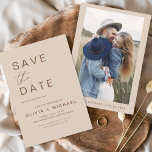 Elegant Boho Save the Date Photo Minimalist<br><div class="desc">Wedding Boho Terracotta Save the Date Cards that have a photo on the front. The Save the Date cards contain a modern hand lettered cursive script typography that are elegant,  simple and modern to use after you minimalist simple wedding day celebration.</div>