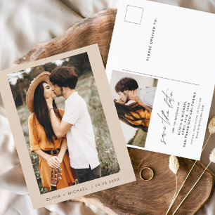 Elegant Boho Save the Date Photo Minimalist Announcement Postcard