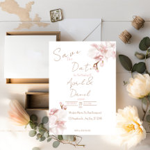Elegant Boho Save The Date Soft Pink Orchid