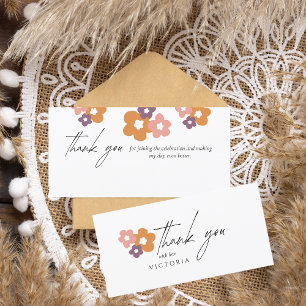 Elegant Boho Script Floral Thank You Card
