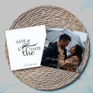 Elegant Boho Script Wedding Photo Save the Date