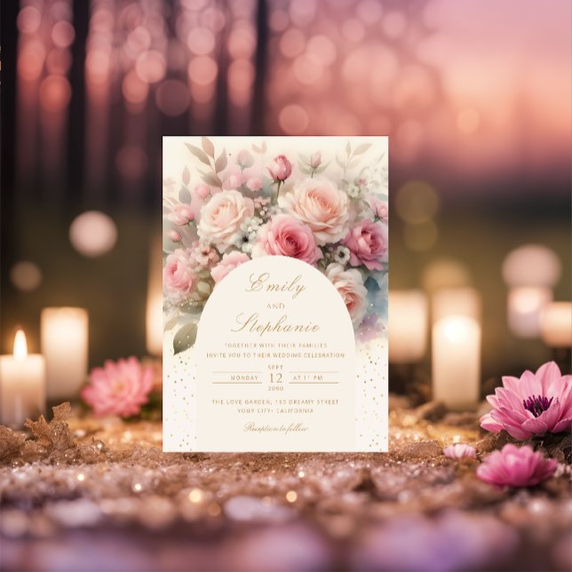 Elegant Boho Spring Blush Floral Wedding  Invitation (Creator Uploaded)