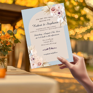 Elegant Boho Spring Peony Christian Wedding  Invitation