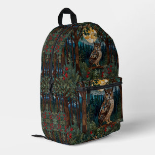 Elegant boho stain glass owl woodland forest printed backpack