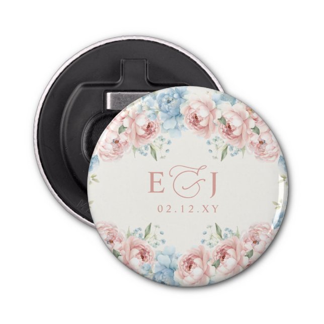Elegant Boho Summer Spring Blush Floral Wedding Bottle Opener (Front)
